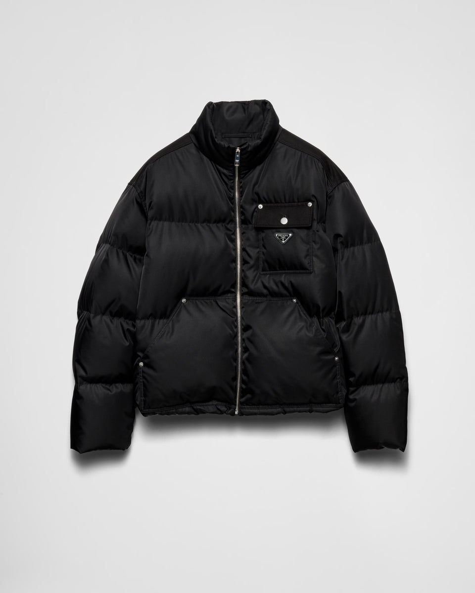 JAQUETA PRADA acolchoada cropped em Re-Nylon Preto