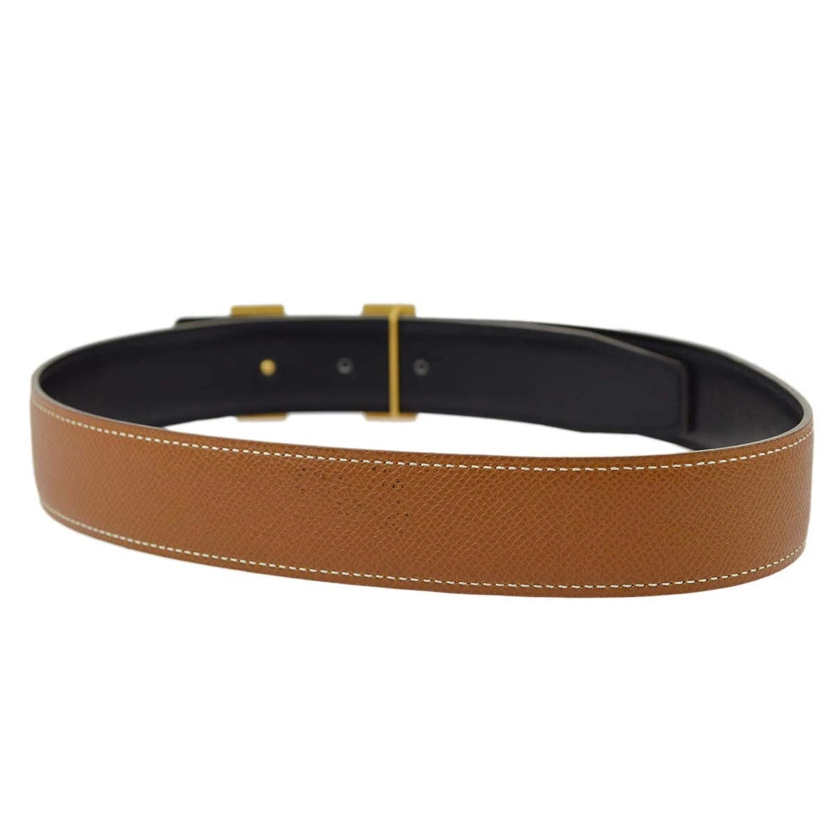 Cinto Hermes Brown Gold Logo