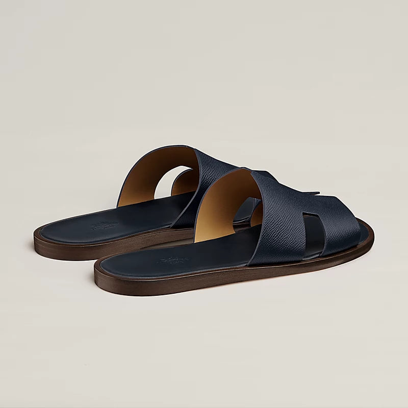 Hermes Izmir Sandal Blue Marine Smooth Calfskin Leather