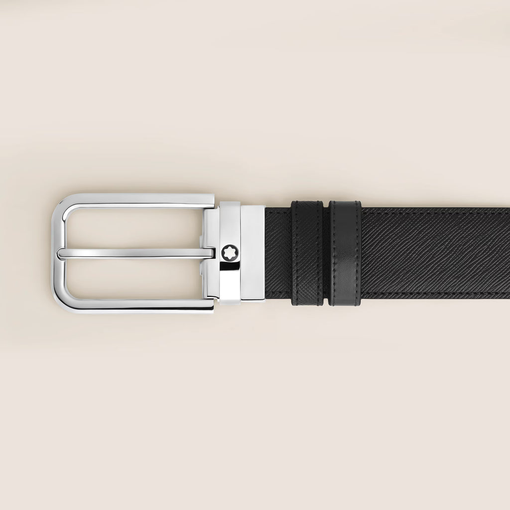 Cinto MontBlanc  35 mm Reversible Belt in Sartorial Leather with Rectangular Buckle